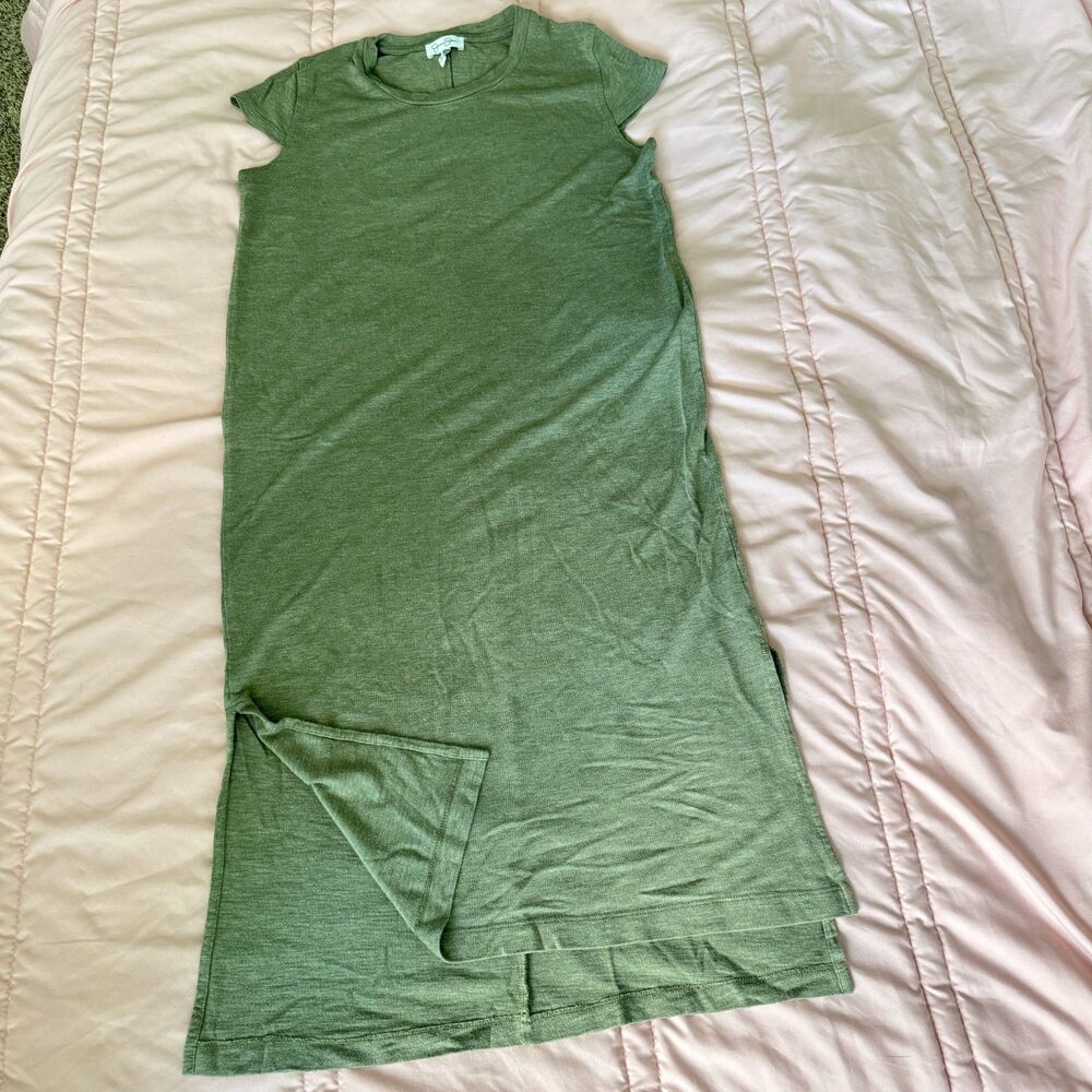Olive Green Midi Dress Cap Sleeve Slits Jessica Simpson Size Medium